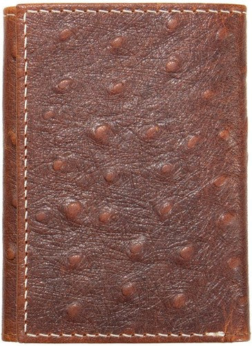 Nocona Western Mens Wallet Trifold Leather Ostrich Print Brown - N500050502