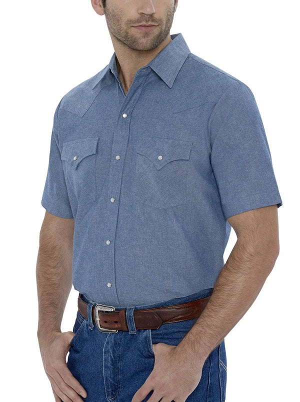 Ely and Walker Men's Short Sleeve Chambray Workshirt 15202675RG-84