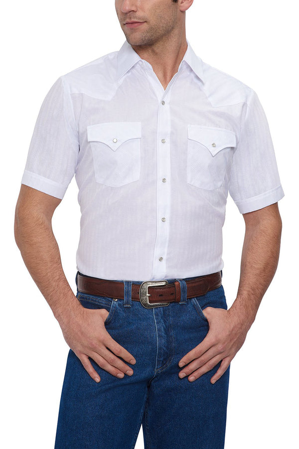 Ely And Walker Men's Short Sleeve Solid Tone on Tone Western Snap Shirt 1520163401