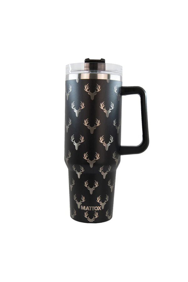 Katy Did Deer All Over Black Tumbler for Men
