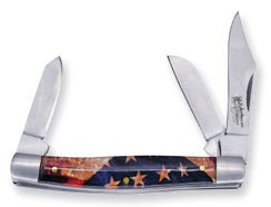 Justin Stockman Knife Acrylic USA Flag 3 Blade - 2427430564
