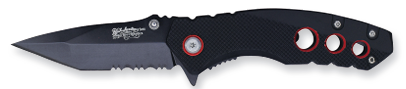Justin Tactical Knife Black and Red Rubberized Aluminum Handle - 2427450584