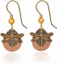 Silver Forest Earrings Copper Drop Layer Dragon Fly - NE-2048