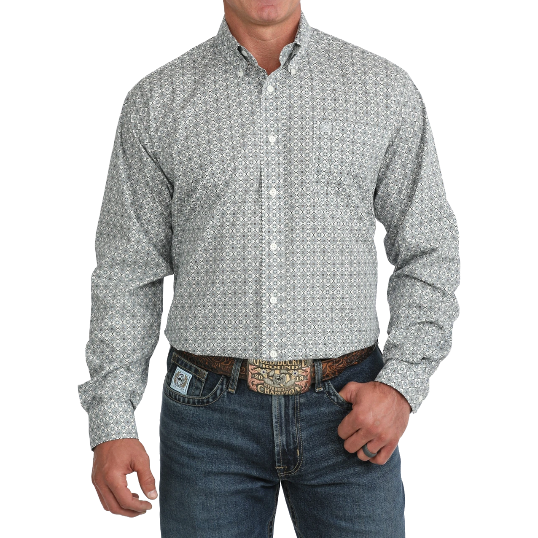 Cinch Men's Printed Cream Button Down Shirt MTW1106155