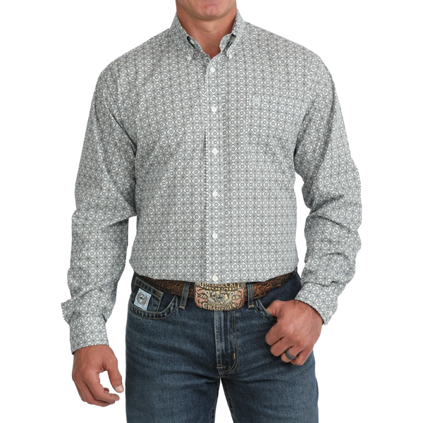 Cinch Men's Printed Cream Button Down Shirt MTW1106155