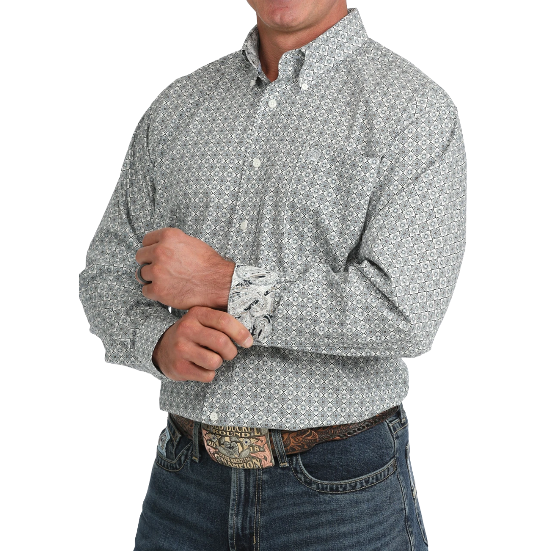 Cinch Men's Printed Cream Button Down Shirt MTW1106155