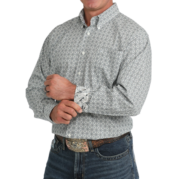 Cinch Men's Printed Cream Button Down Shirt MTW1106155