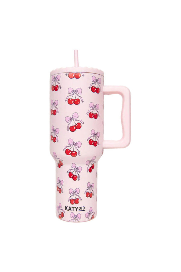 Katy Did Cherry Bow Stainless Steel Tumbler-KDC-TUMB-66_LPK