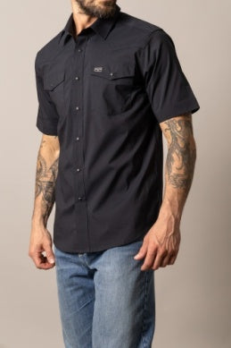 Kimes Ranch Men’s Rio Pearl Snap Short Sleeve Shirt – Black