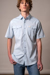 Kimes Ranch Men’s Rio Pearl Snap Short Sleeve Shirt – Light Blue