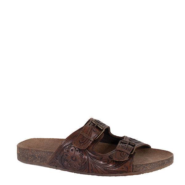 Ladies Roper Desiree Sandal - Tooled Brown Leather - 09-021-0607-3731