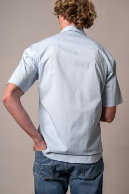 Kimes Ranch Men’s Rio Pearl Snap Short Sleeve Shirt – Light Blue