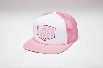 Kimes Ranch Wood Block Pink Logo Foam Flat Bill Hat