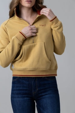 Kimes Ranch Ladies Malta Cropped Quater Zip - Maize