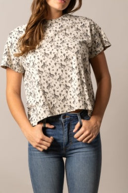 Kimes Ranch Ladies Hayloft Cropped Tee - Bone