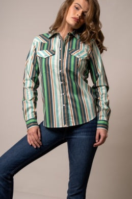 Kimes Ranch Ladies Kai Long sleeve Pearl Snap Shirt - Teal