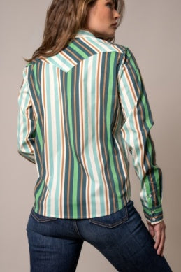 Kimes Ranch Ladies Kai Long sleeve Pearl Snap Shirt - Teal