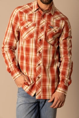 Men’s Kimes Ranch Frank Button-Down Long Sleeve Shirt – Brick Red