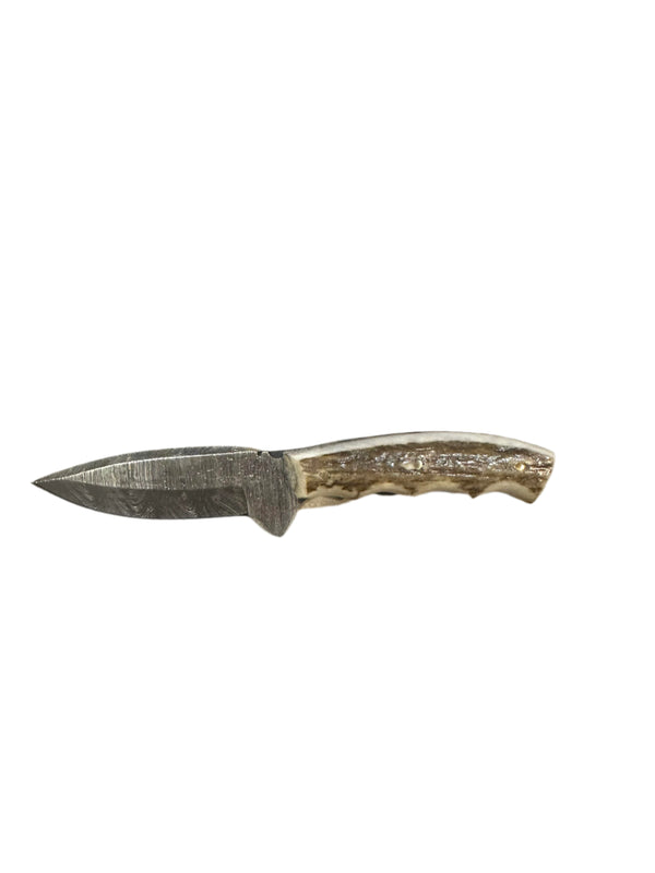 Circle SH Cutlery Horn Handle with Damascus Blade 7.5" - GH25