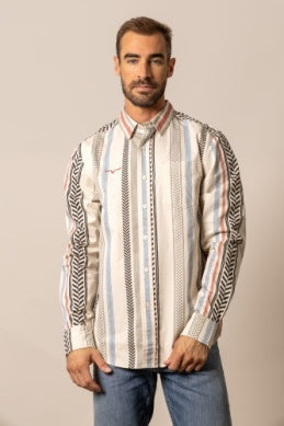 Men’s Kimes Ranch Double Tap Stripe Button-Down Long Sleeve Shirt – Black