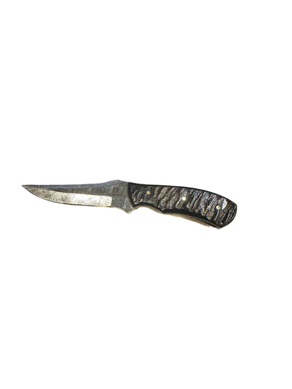 Circle SH Cutlery Ram Horn Handle with Damascus Blade 7.5" - GH16