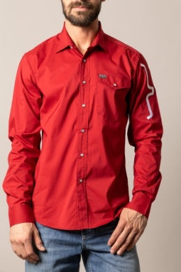 Kimes Ranch Men’s Talbott Pearl Snap Long Sleeve Shirt – Red