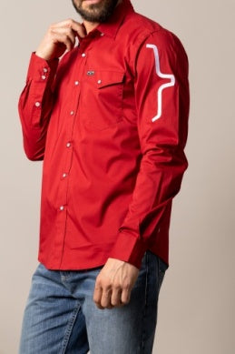 Kimes Ranch Men’s Talbott Pearl Snap Long Sleeve Shirt – Red