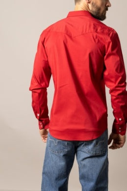 Kimes Ranch Men’s Talbott Pearl Snap Long Sleeve Shirt – Red