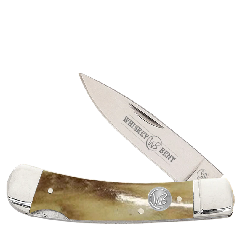 Whiskey Bent Burnt Bone Lock Blade Pocket Knife WB23-01