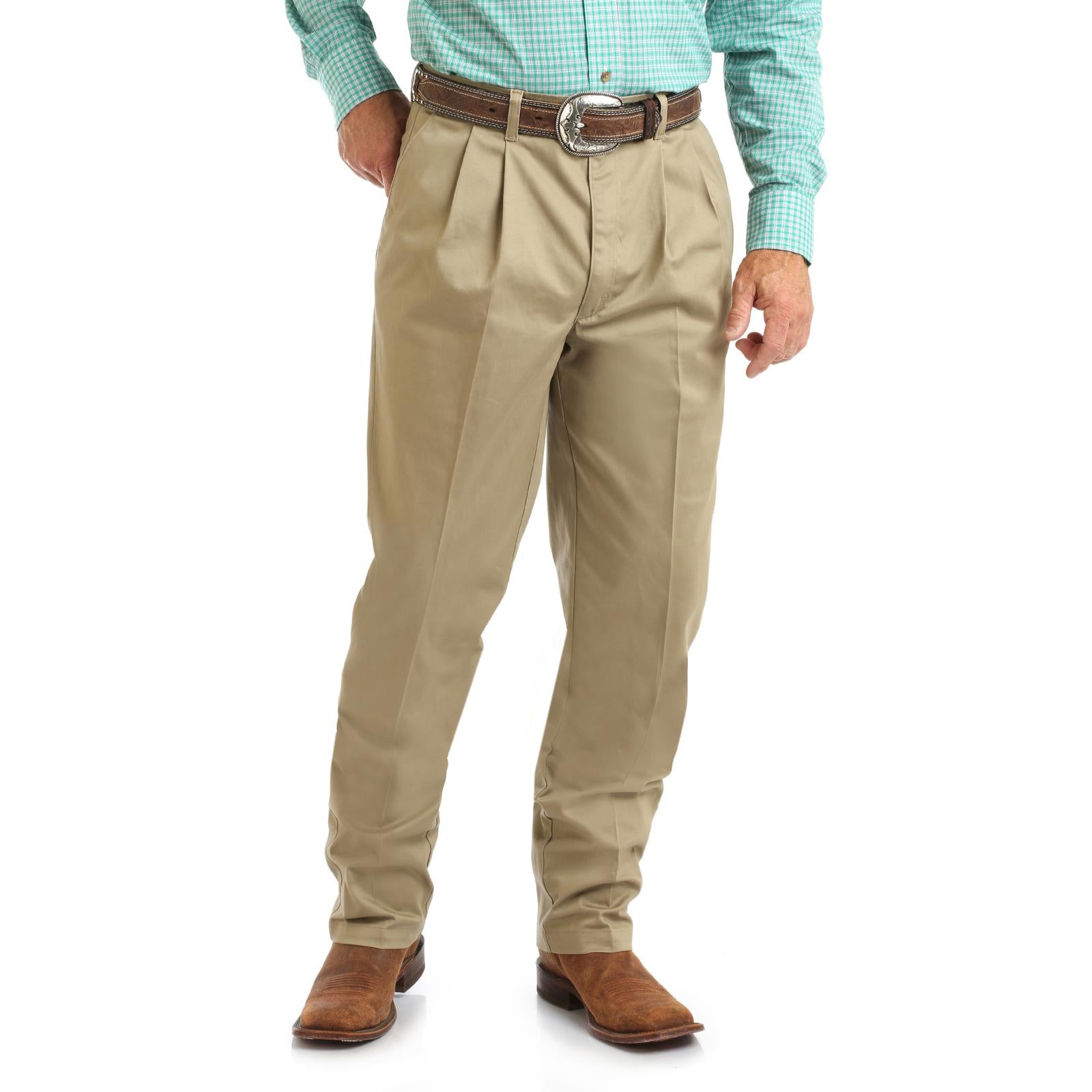 Men's Wrangler Western Casuals - Pleated Front - Khaki - 00097KH