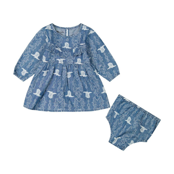 Wrangler Baby Girls Cowgirl Boot Denim Dress-112385756