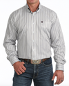 Cinch Men's Striped Long Sleeve Button Up Grey Shirt MTW1106163