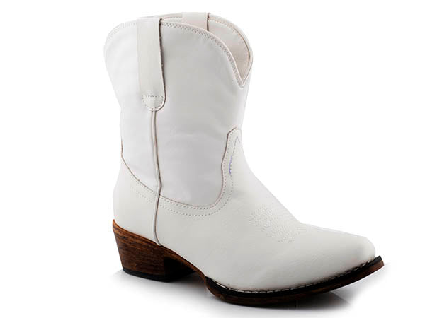 Roper Ladies Smooth Faux Leather White Snip Toe Bootie- 09-021-1567-3037