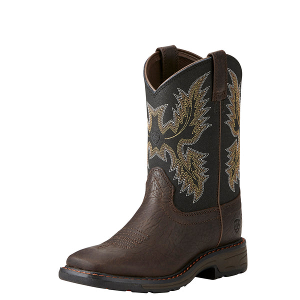 Ariat® Children's Workhog Wide Square Toe Brown & Black Boots 10021452
