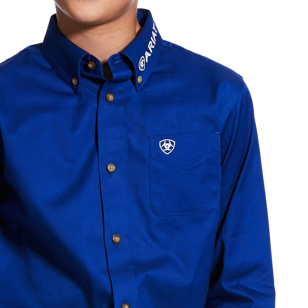 Ariat Boys Team Logo Twill Classic Fit Shirt Ultramarine/White 10030164