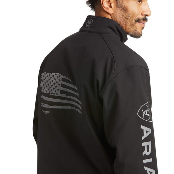 Men's Ariat Logo 2.0 Patriot Softshell Water Resistant Jacket Black 10037439