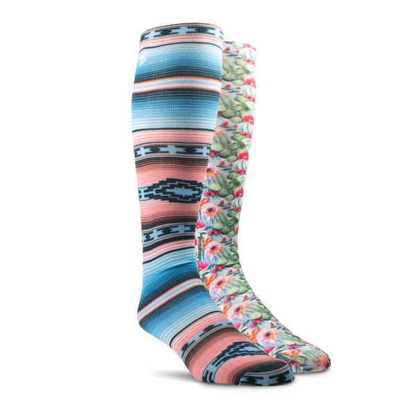 Ariat Ladie's Southwest Flow Knee High Sock 2 Pair Multi Color One Size 10039134