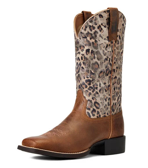 Ariat Ladies Round Up Metallic Leopard Western Boot-10040363