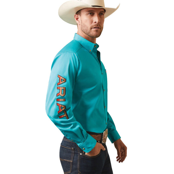 Ariat Men's Team Logo Twill Fitted Shirt Teal 10043569