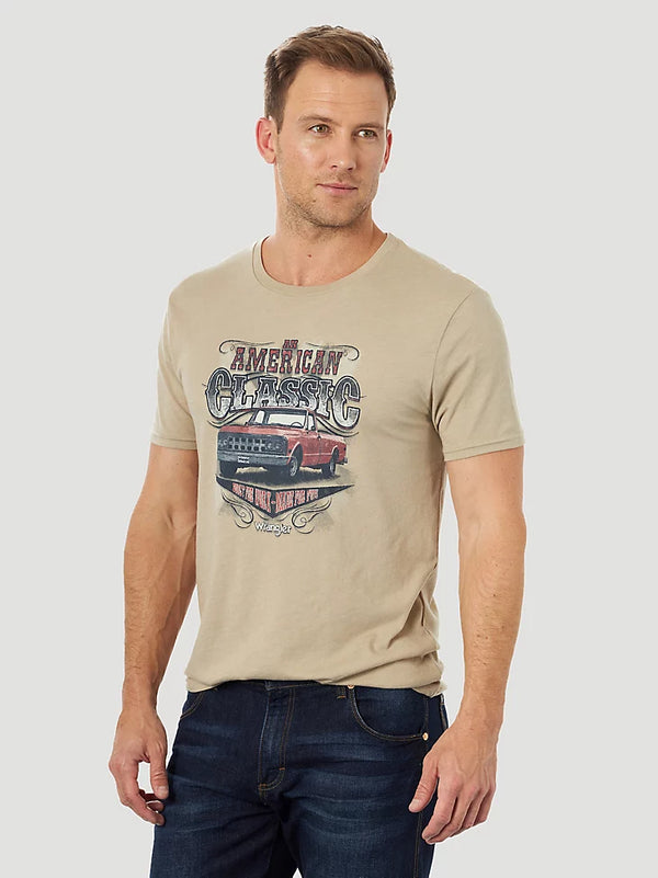 Wrangler Men's American Classic Graphic T-Shirt- Khaki Heather