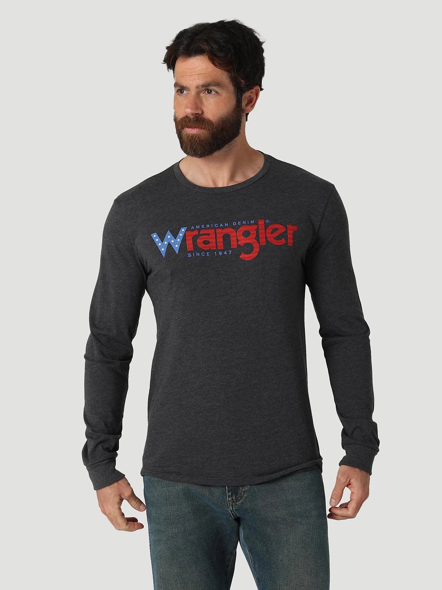 Wrangler Men's Long Sleeve Stars And Stripes Logo T-Shirt 112318455