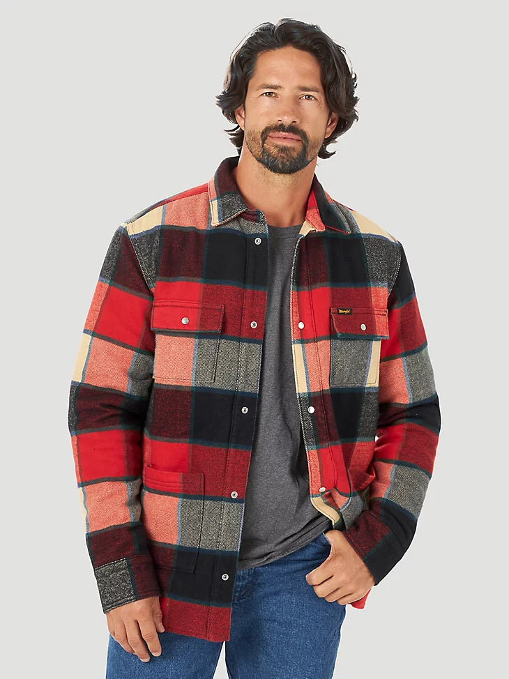 Wrangler Men's Sherpa Lined Flannel Shirt Jacket 112318496