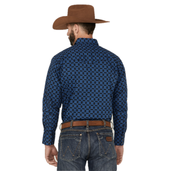 Wrangler Men's Silver Edition Blue Southwestern Snap Shirt 112318640