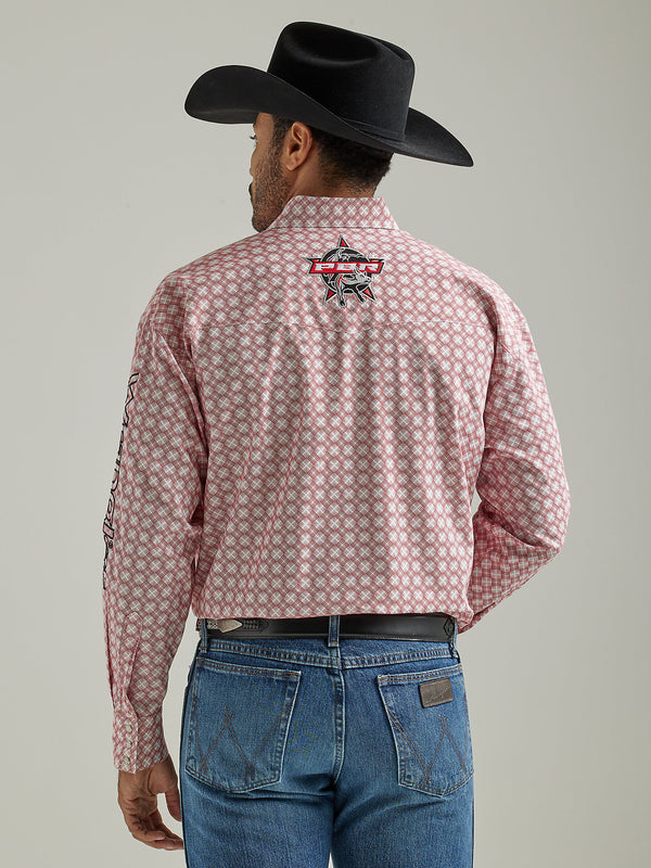 Wrangler Men's Logo PBR Long Sleeve Western Snap Print Shirt 112327796