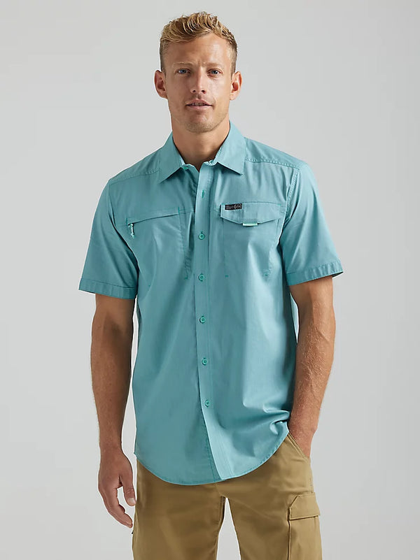 Wrangler Men's ATG Asymmetrical Zip Pocket Shirt Tidewater 112331236