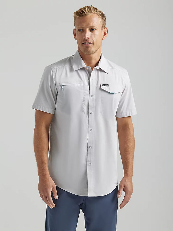 Wrangler Men's ATG Asymmetrical Zip Pocket Shirt Mist 112333905