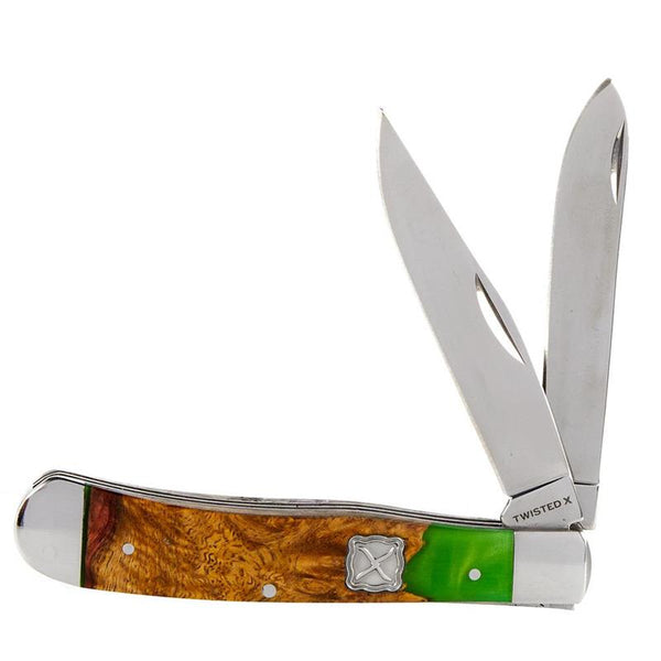 Twisted X Knife, Trapper, Rosewood, Green Resin XK404