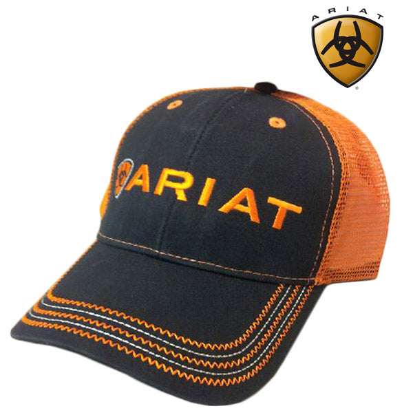 Ariat Men's Black Orange Mesh Hat 15160276