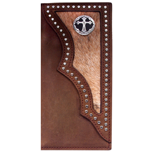 3D Belt Company Brown W/ Concho & Cow Hair Rodeo Wallet DW943