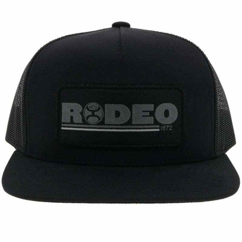 Hooey Rodeo, Black 5-Panel Trucker Hat with Grey & Black Patch #2154T-BK
